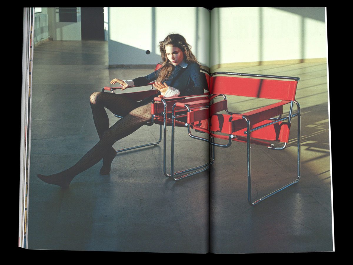 red chair photography model