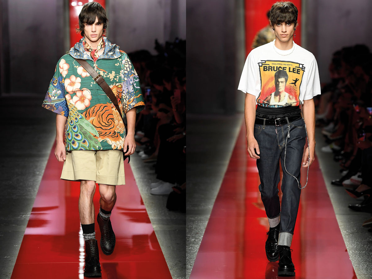 Milan fashion week ss2020 roundup men dsquared 2 hawaii shirt green white thsirt print denim