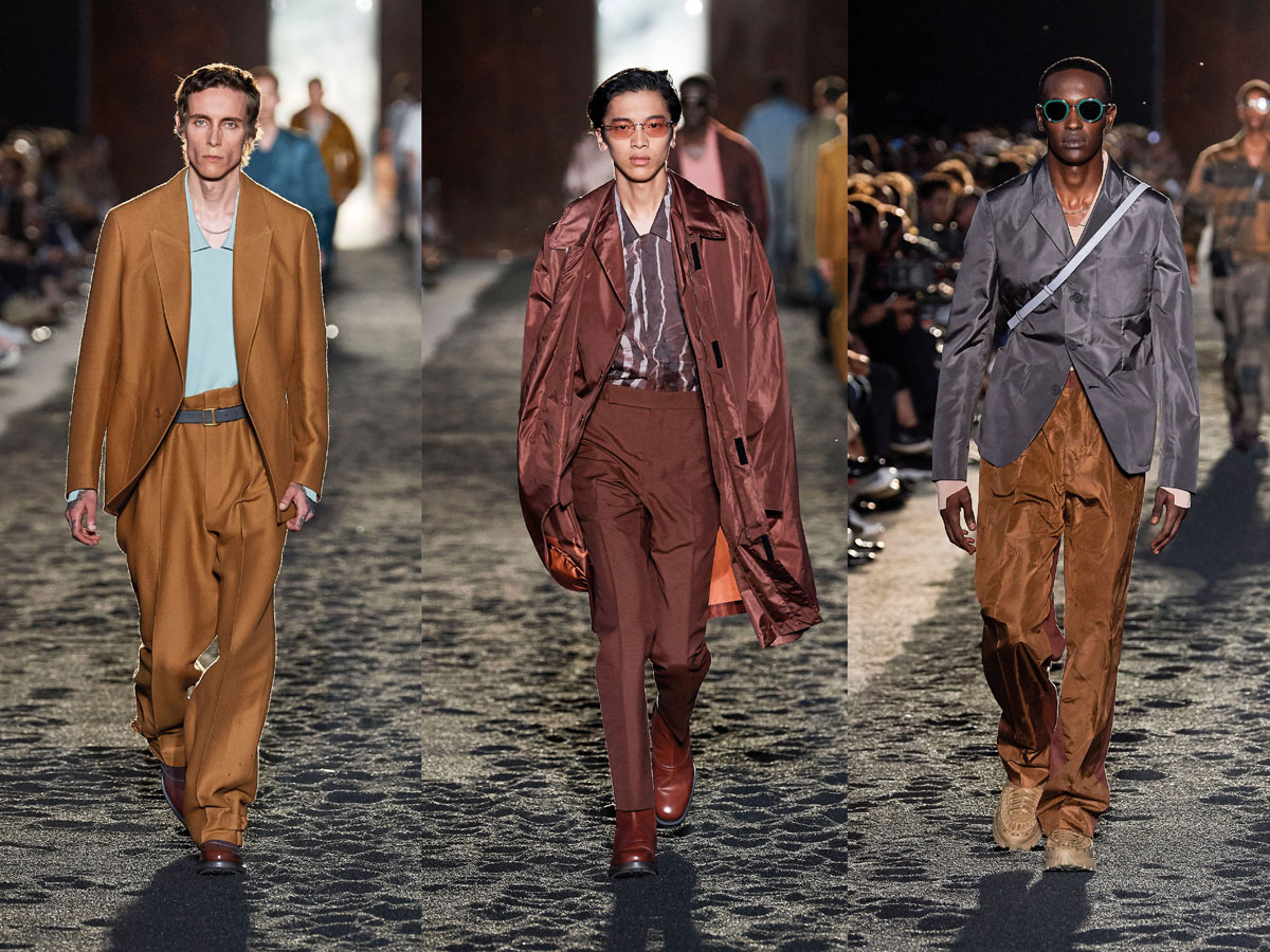 Milan fashion week ss2020 roundup orange suit pink suit gey top zegna men