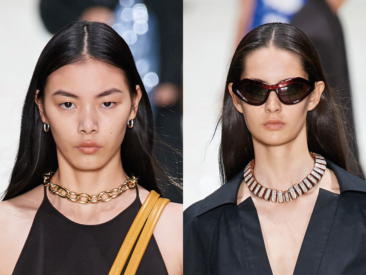 Milan Fashion Week SS20 Bottega veneta Gold necklace red sunglasses