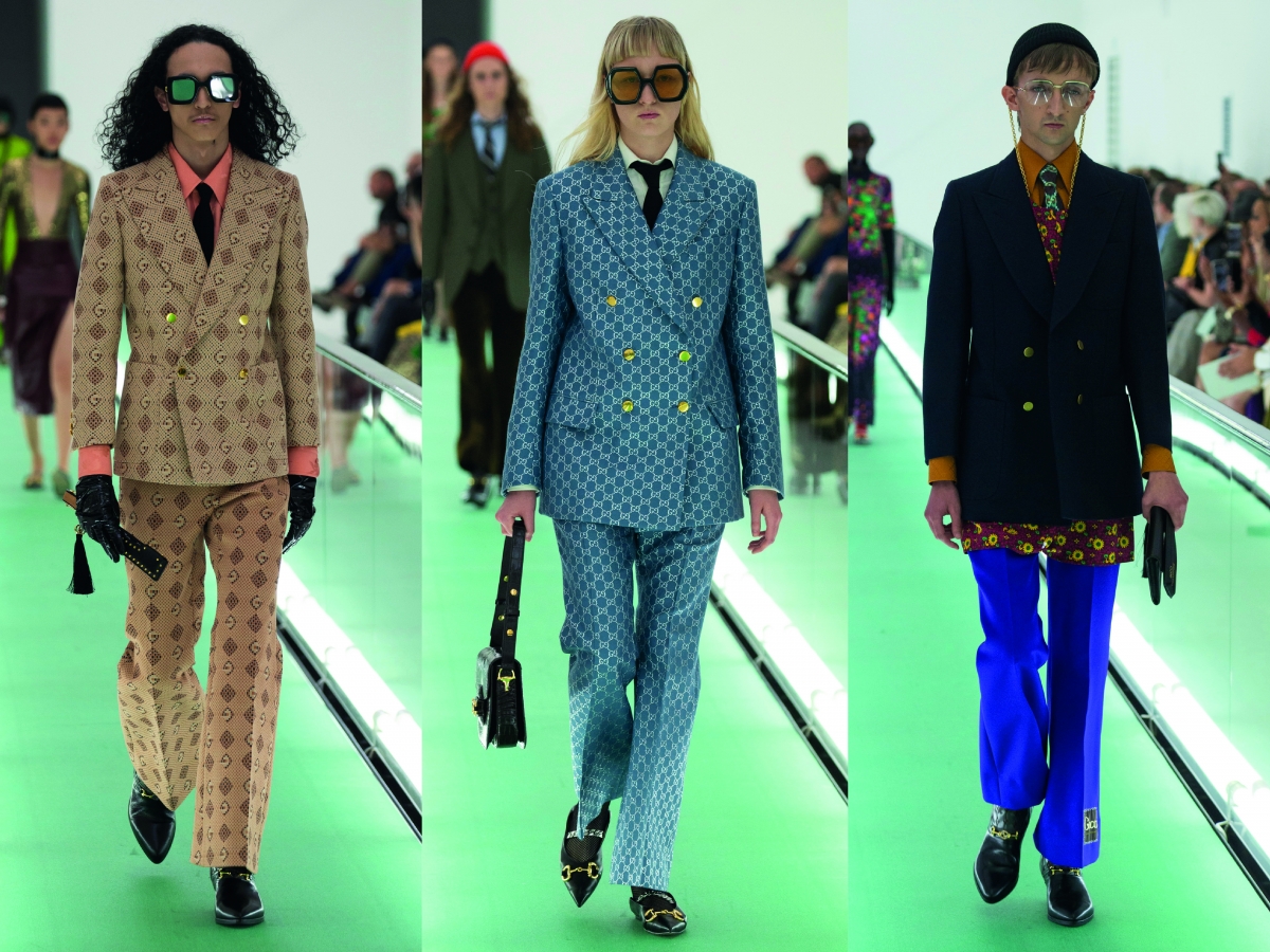 Milan Fashion Week Gucci SuitTailoring Beige Blue Brown
