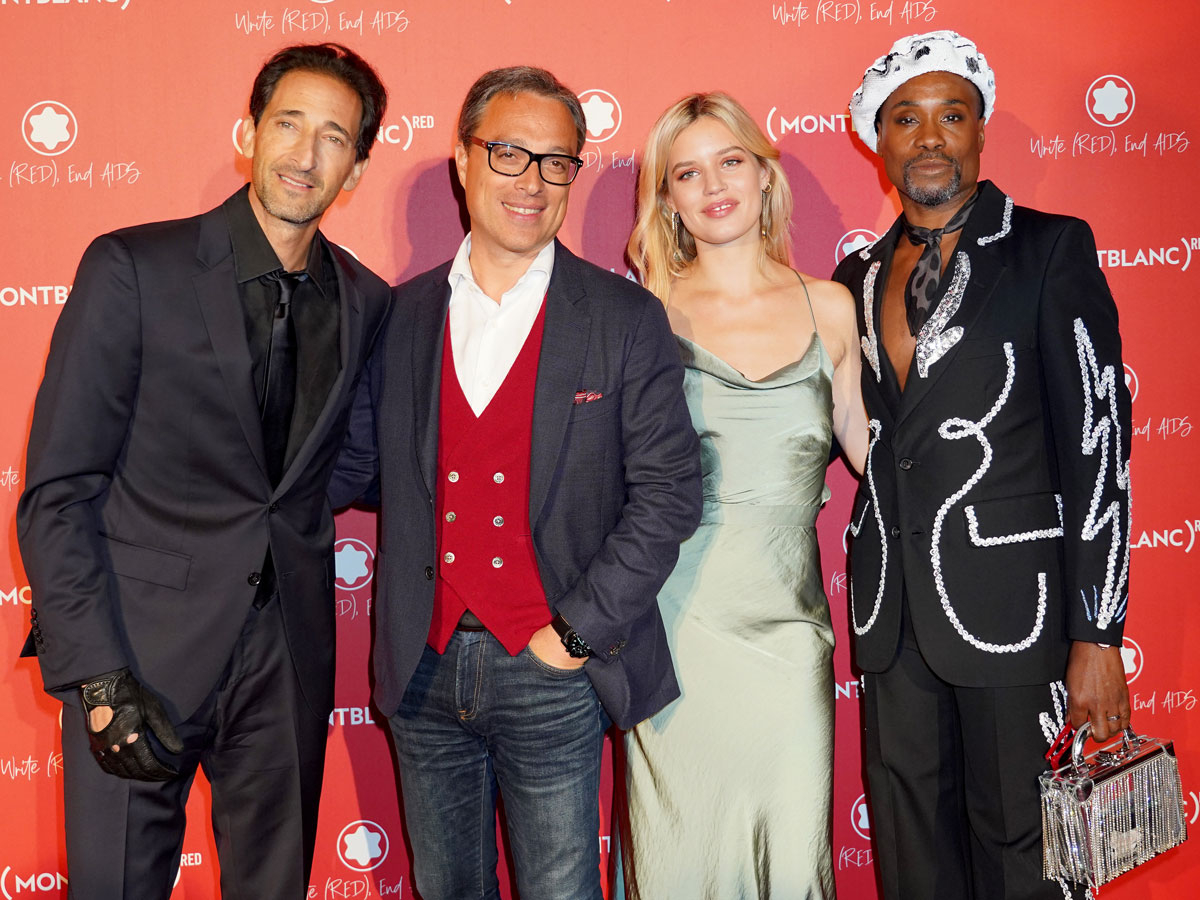 From left to right: Adrien Brody, Nicolas Baretzki, Georgia May Jagger and Billy Porter RED Montblanc event in Paris