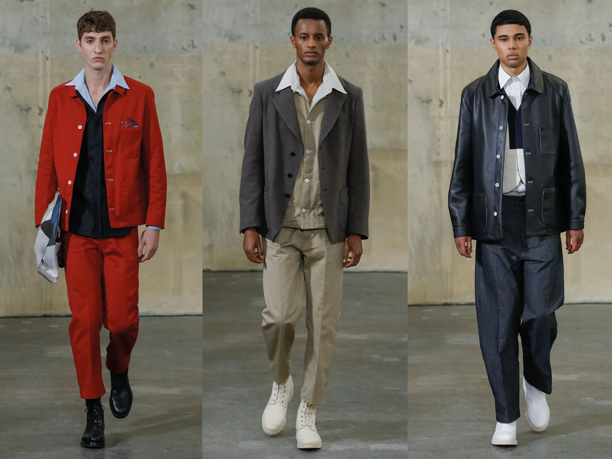 Milan fw 2020 fashion week fabio quaranta red suit beige set blue set stripes