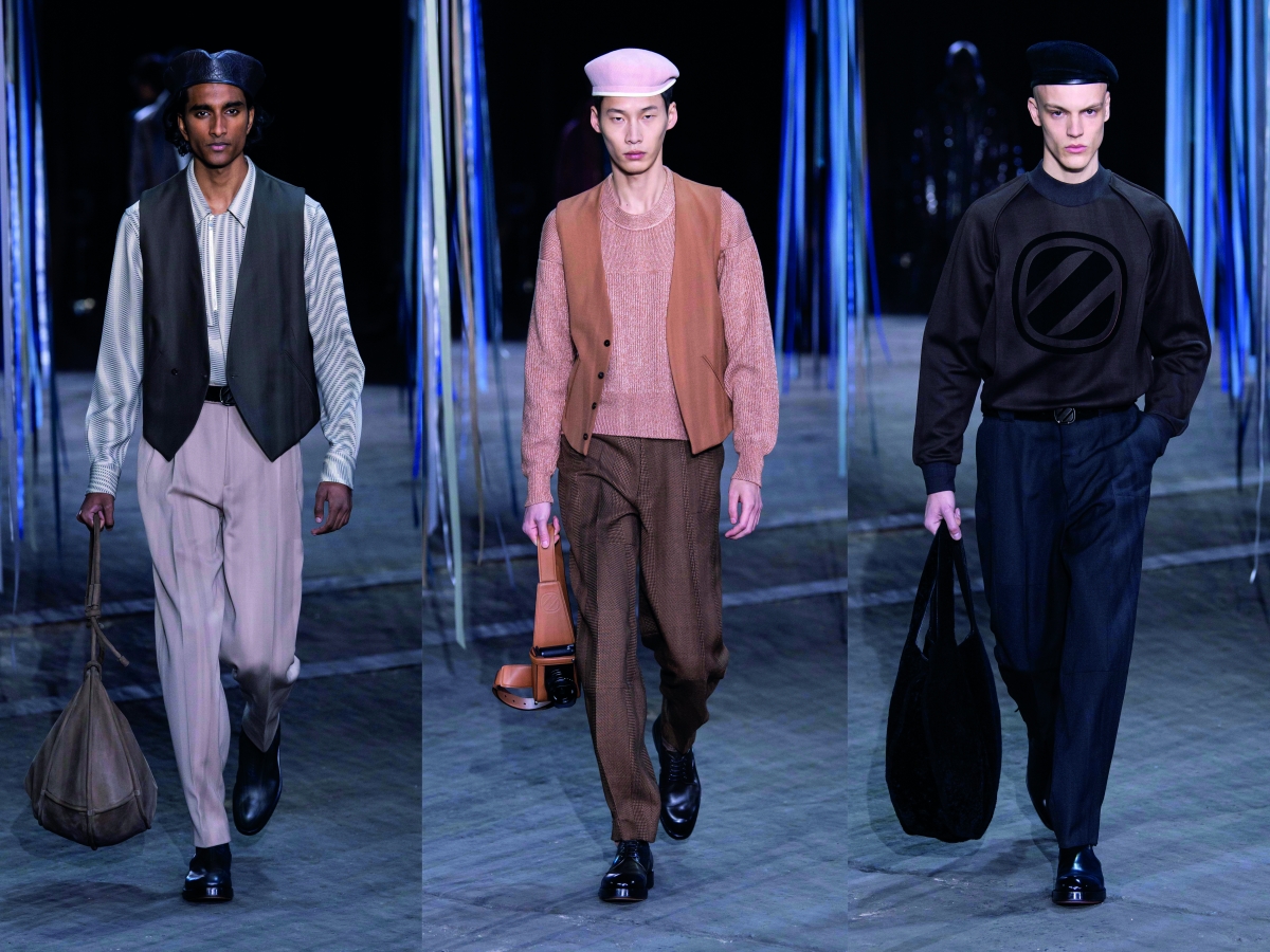 Ermenegildo Zegna XXX Milan fw fashion week men vest purple peach blue sweater beret