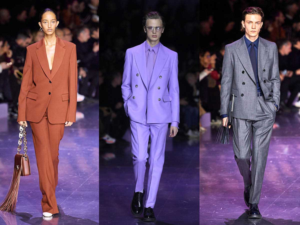 Milan women fashion week fall winer purple show Hugo Boss orange grey