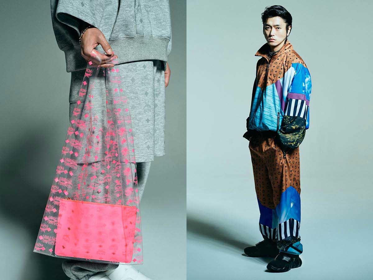 Mcm bag pink tracksuit blue brown