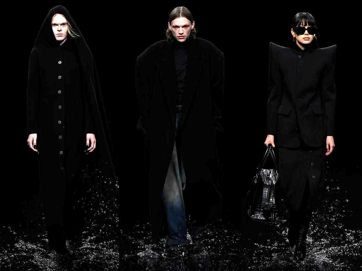 dark black models runway water
