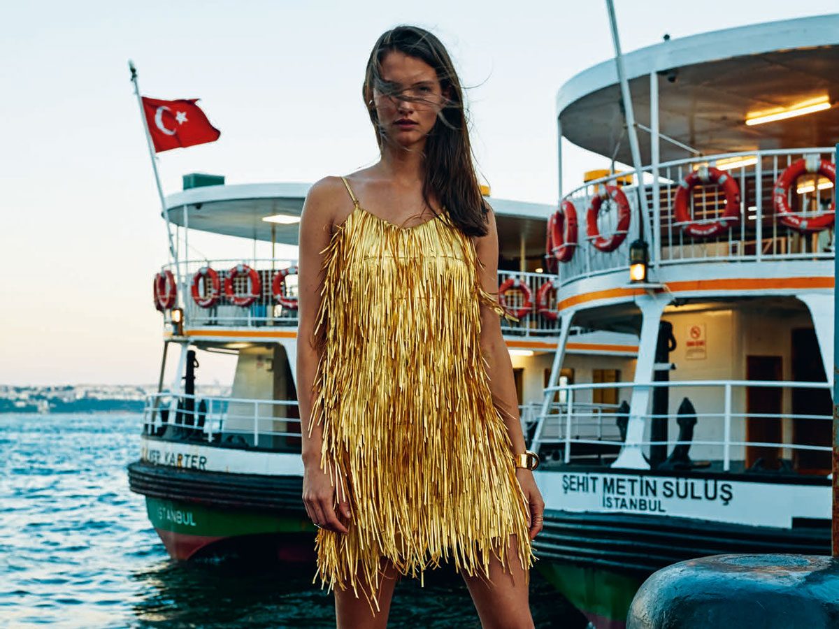 party dress turkey model istanbul ferry