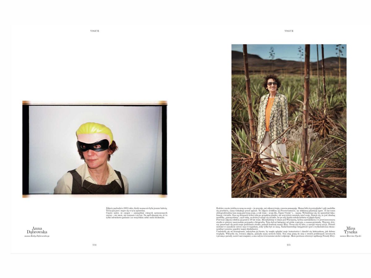 Vogue Poland Article Yellow Helmet White Background Model in Nature Beige
