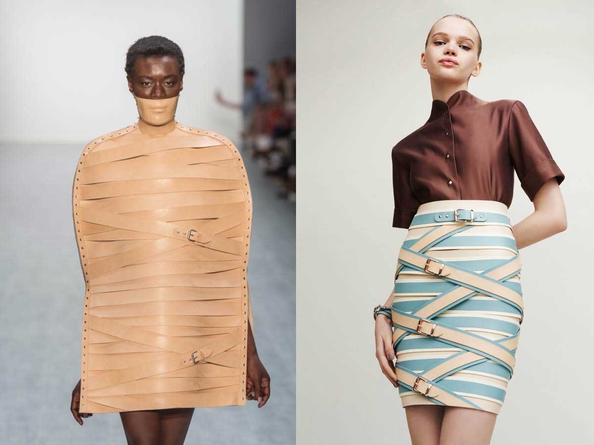 Marina Hoermanseder Runway Belt Beige Blue Fashion Skirt Dress Top