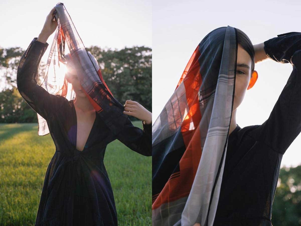 scarf green grass model