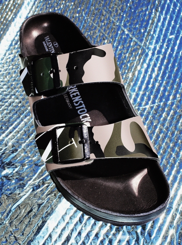 birkenstock valentino green camouflage denim