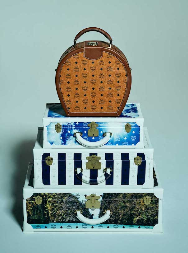 mcm bag orange blue suitcases