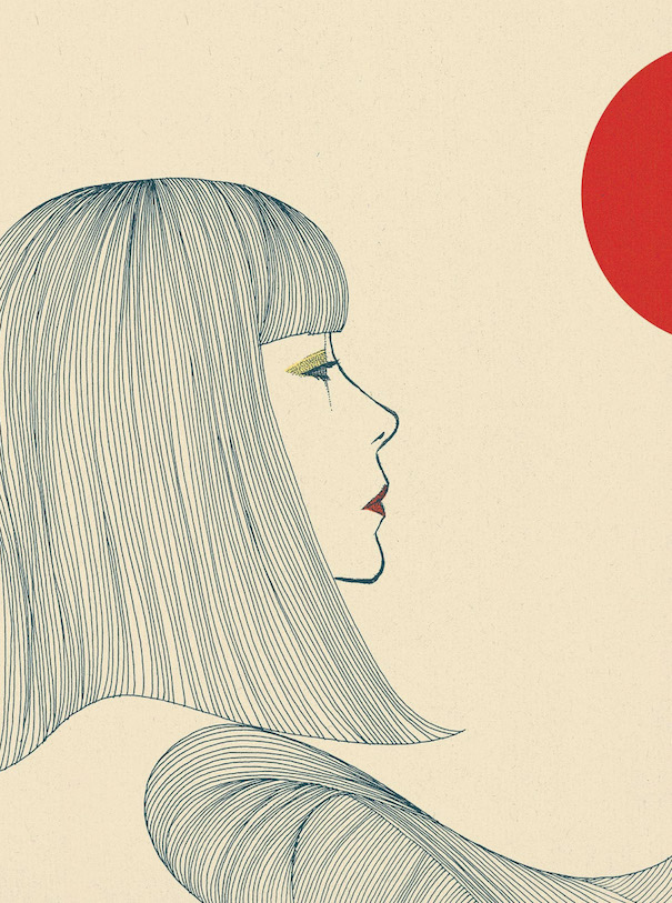 Hiroshi Tanabe_Image6 Hiroshi Tanabe Art Wor Girl Portrait Profile Red Lips Half Circle Long Hair