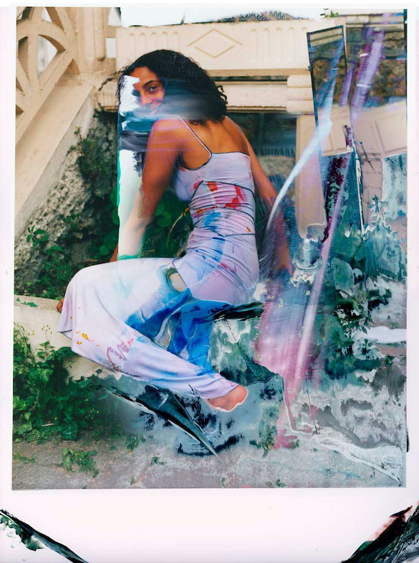 julia seemann flavio zimmermann campaign in bloom model blue pink dress tie dye 90s