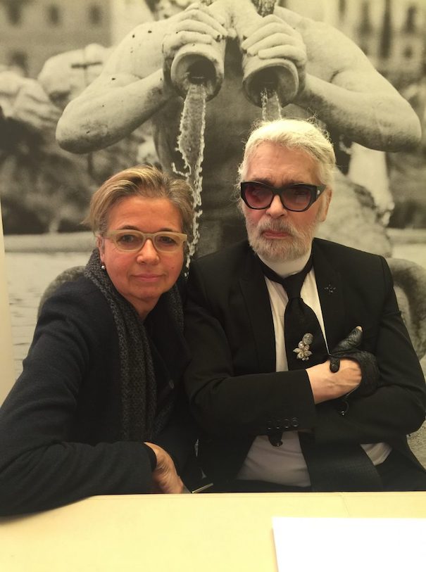 Inga Griese mit Karl Lagerfeld