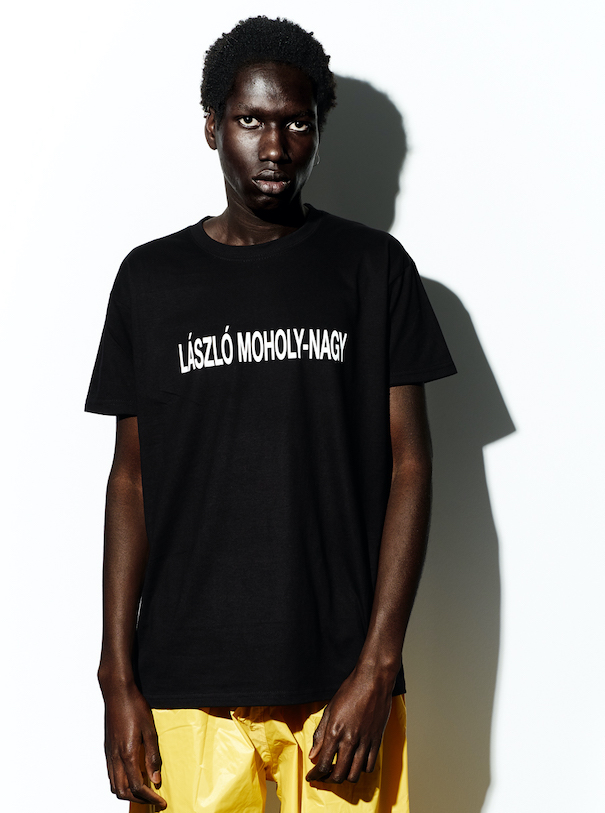 model man guy black shirt yellow pants