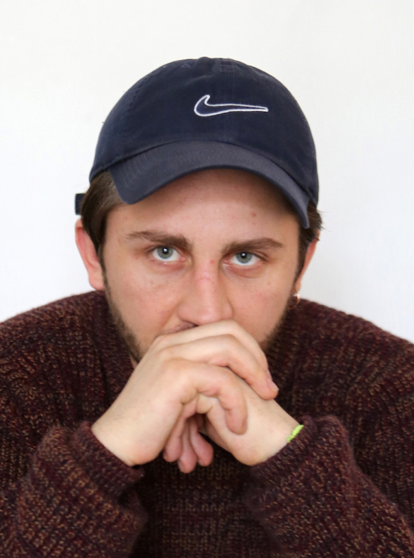 Anton Belinskiy Nike cap blue brown sweater