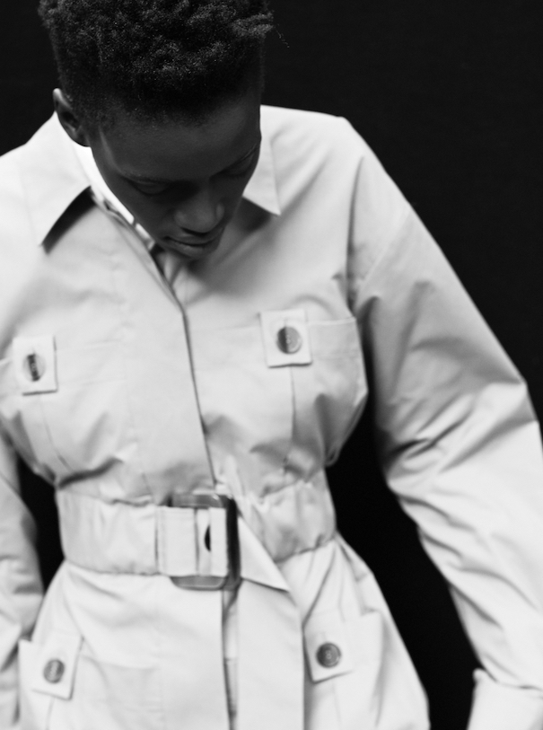 Nobieh Talaei Campaign White Jacket Black White Belt Model