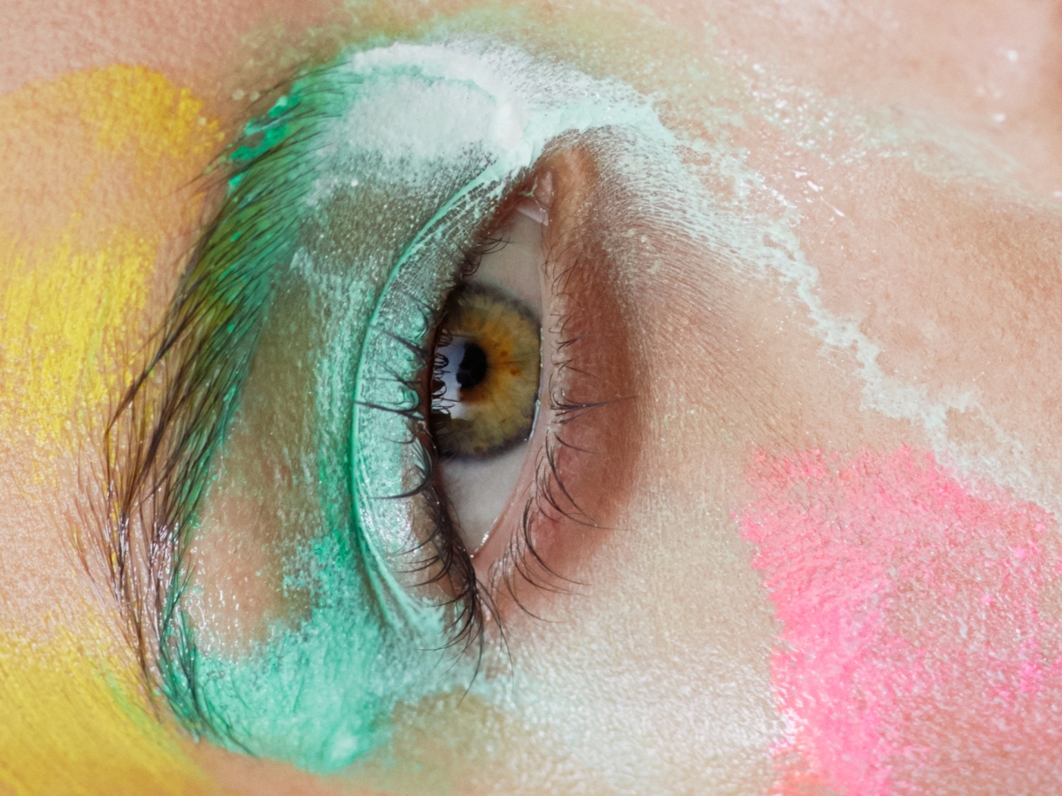 ralph mecke watercolor pink yellow green eye makeup