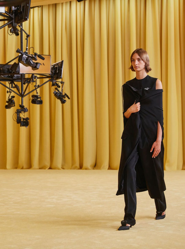 Prada runway cameras yellow