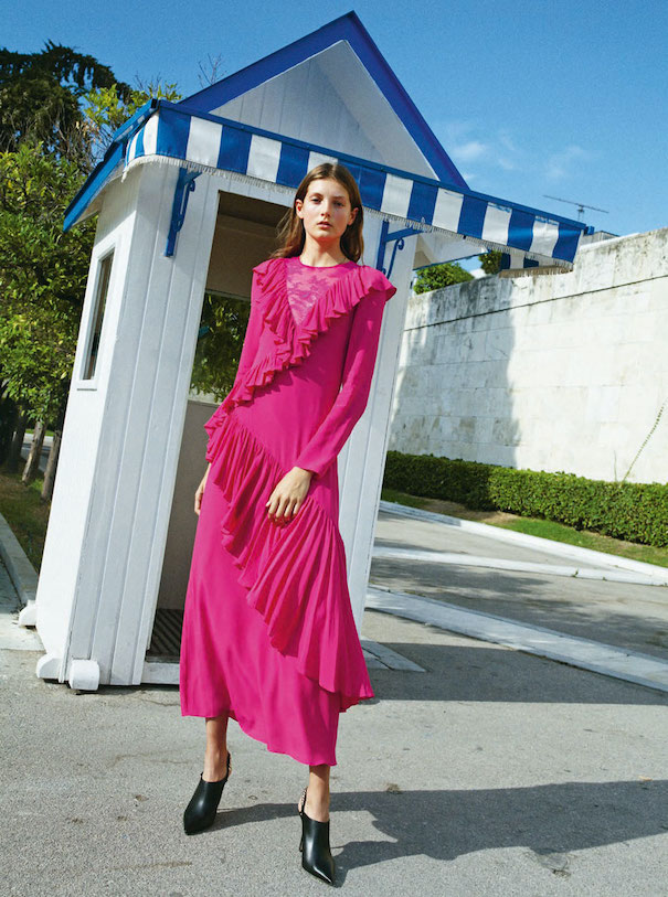 model pink dress Yannis Nikolaou