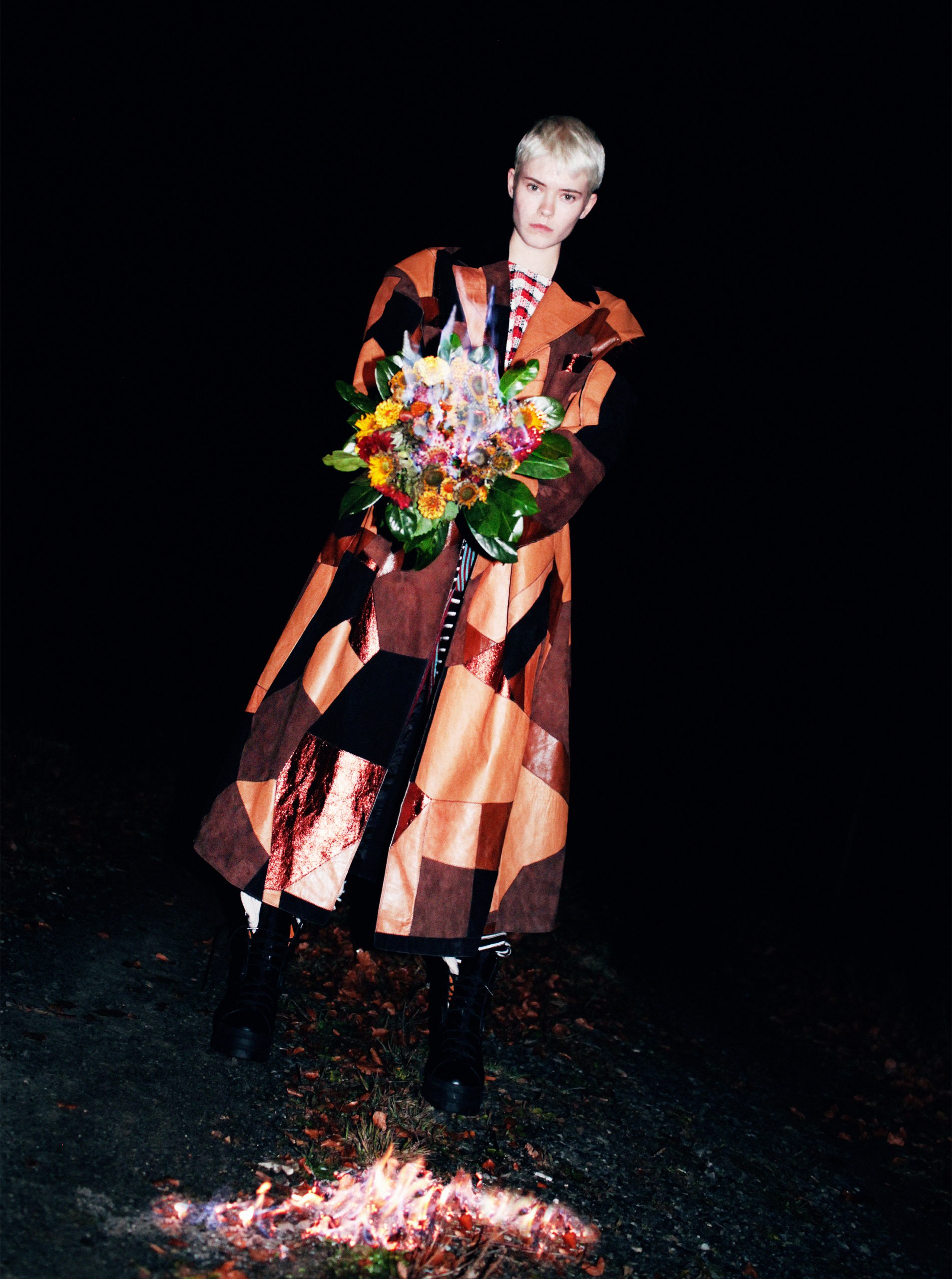 Marni coat burning flowers Dark Forest Fairy