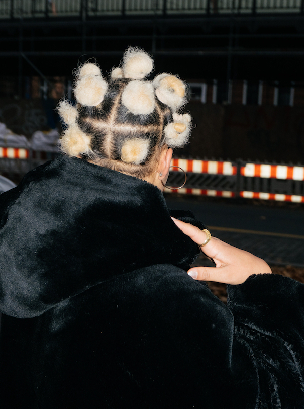 black fake fur jacket seen in Berlin