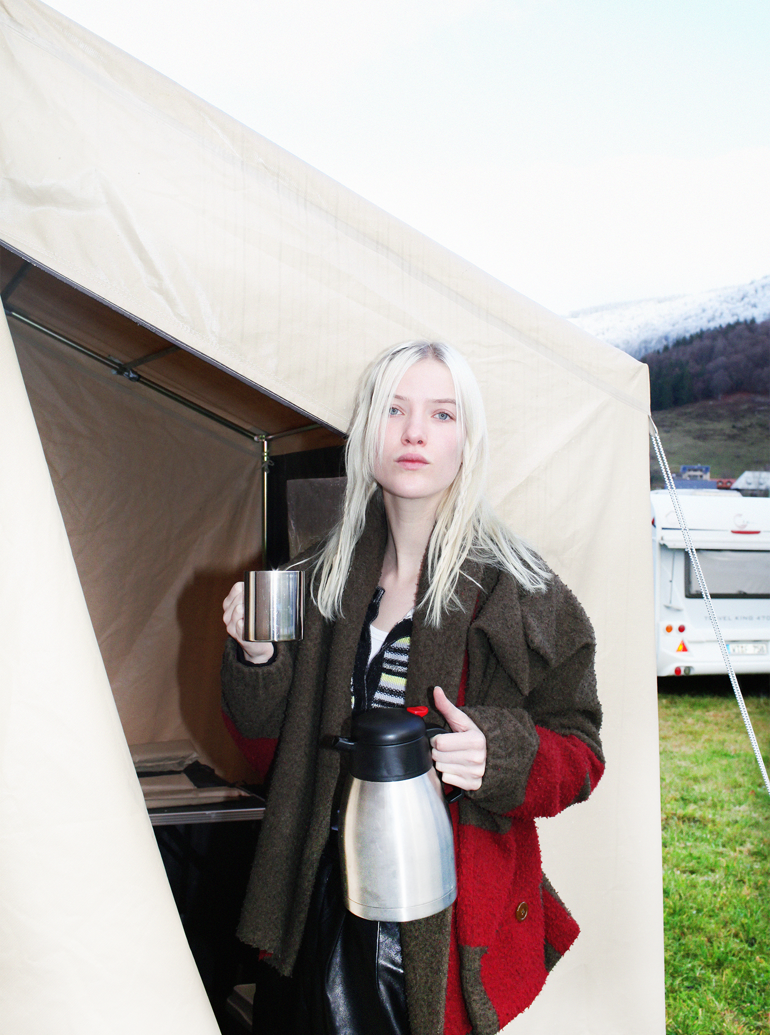 Second hand clothes Feli on camping field