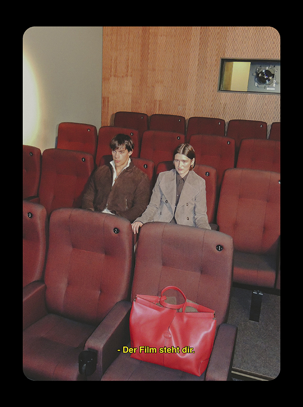 Models wearing jacket and sweater TOD'S & coat and blouse TOD'S. Di Bag Folio bag TOD'S