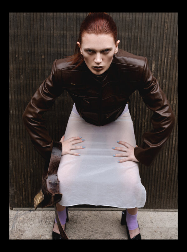Jacket TORY BURCH; Skirt FRANKIE SHOP; Shoes PATOU; Bag THIBAULT HAZELZET