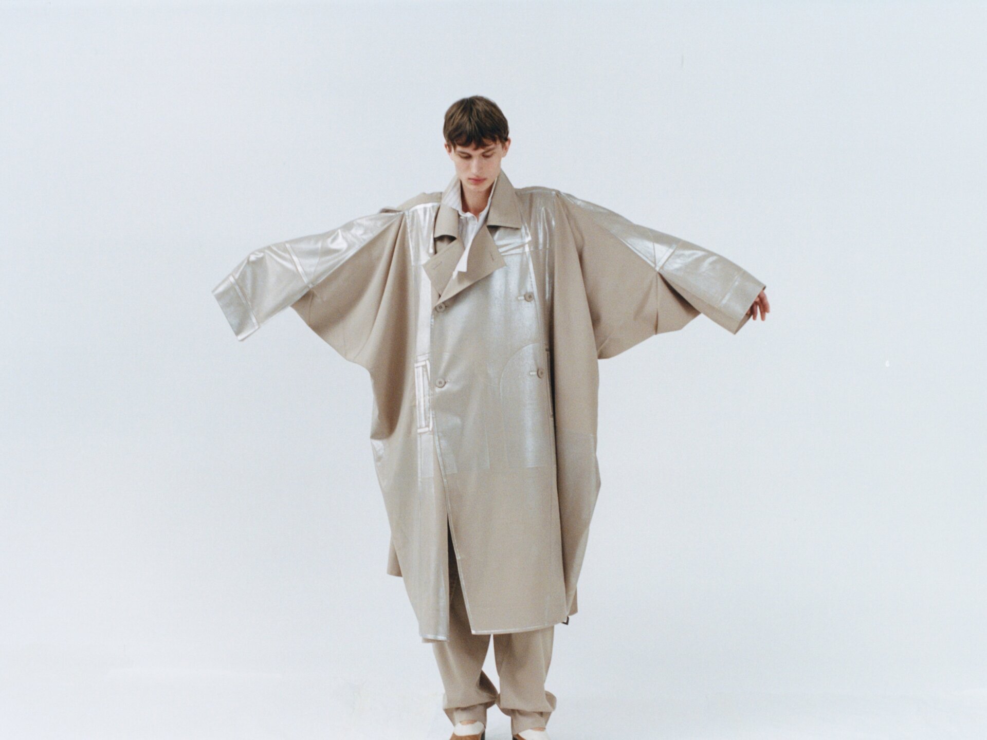 Coat and pants IM MEN; Shirt MOOHONG
