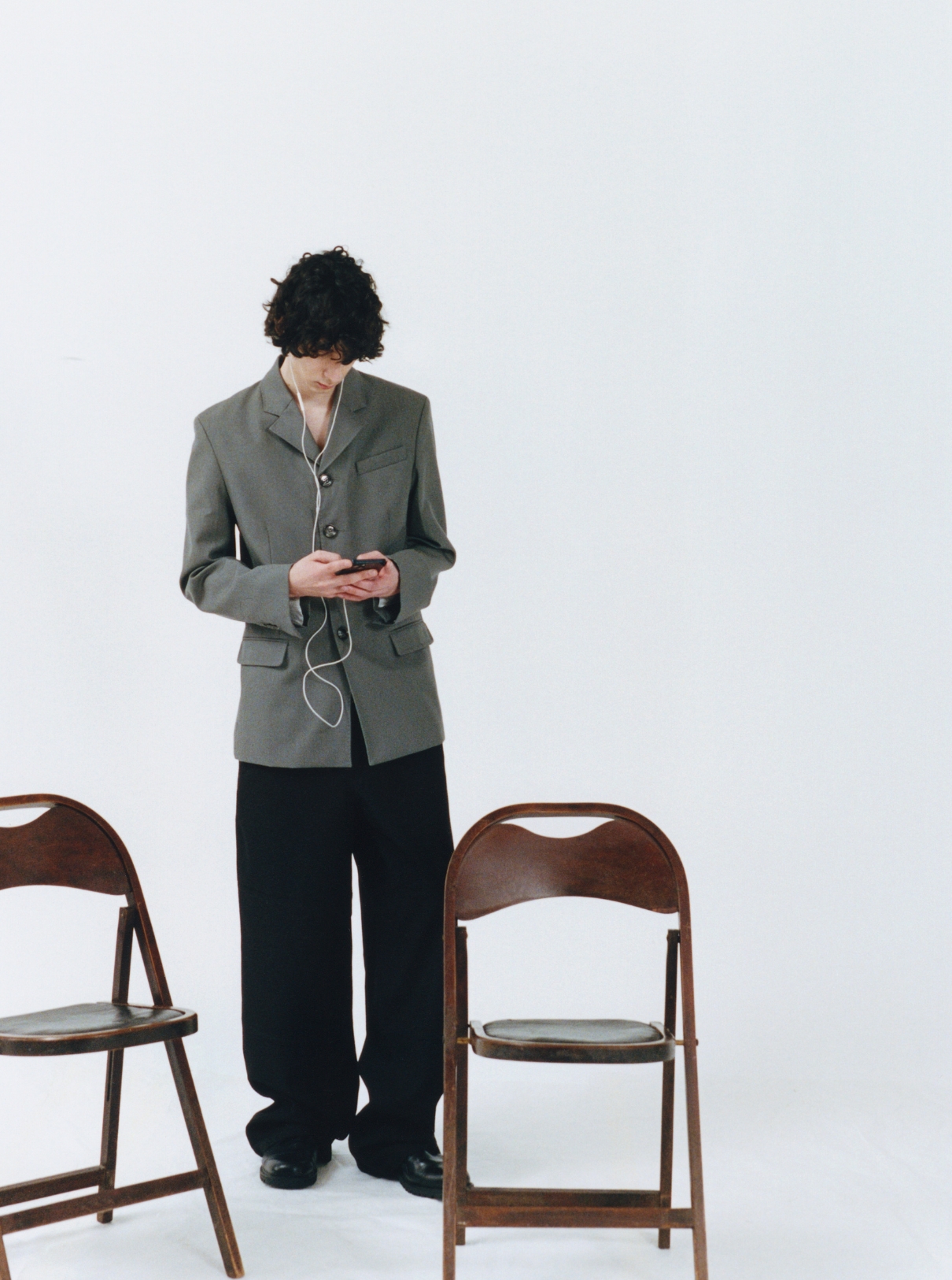 Male Model taking a break behind the scenes 